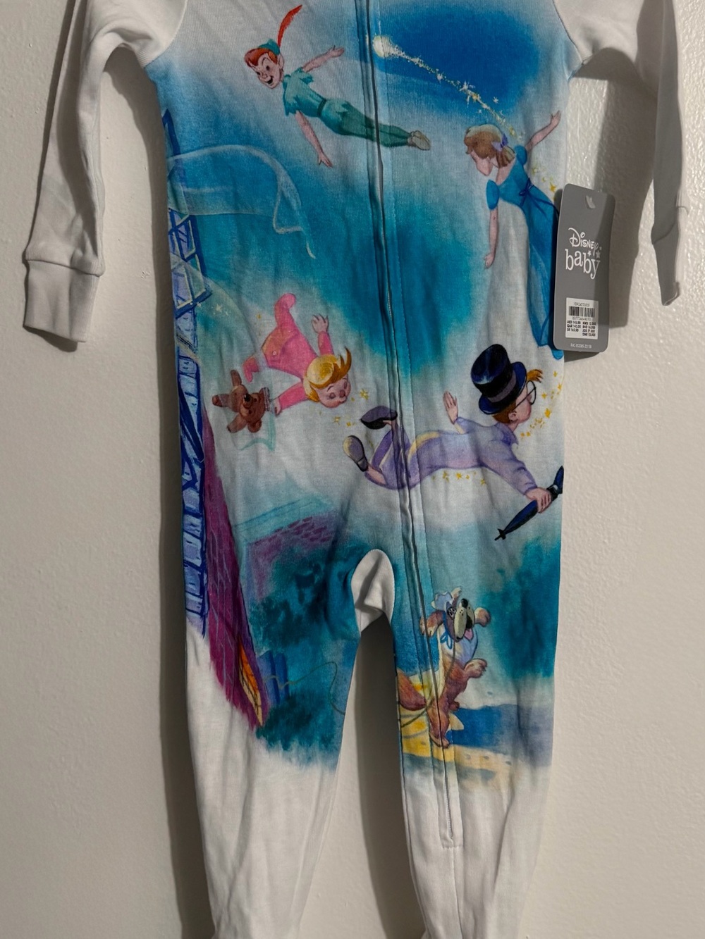Disney White & Blue Peter Pan Themed Baby Footie
